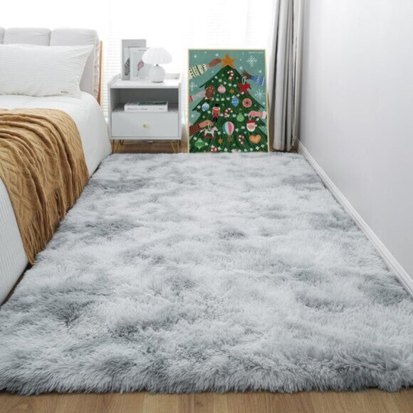 New 4x6 Light Grey Shag Rug, Ultra Soft Washable Fuzzy Carpet for Room & Nursery